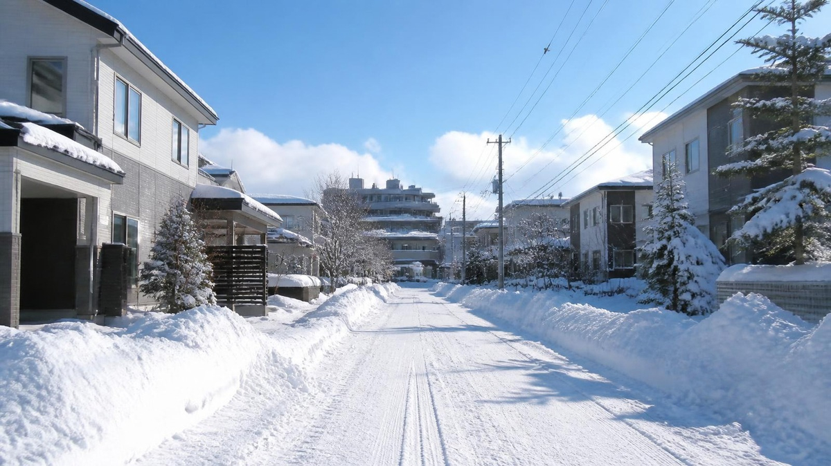 冬の北海道の住宅街