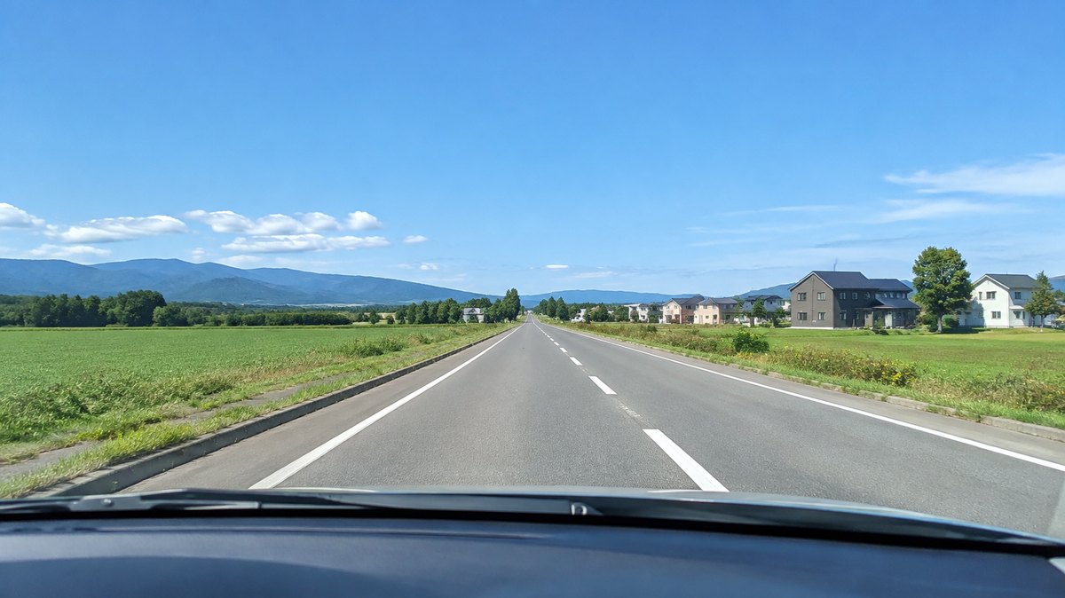 現地調査に向かう郊外の道(調査地までの距離のイメージ)