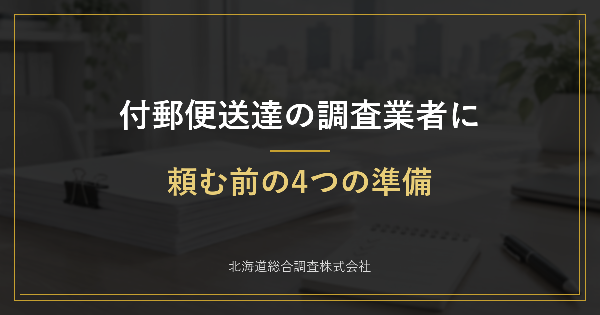付郵便送達の調査業者に頼む前の4つの準備